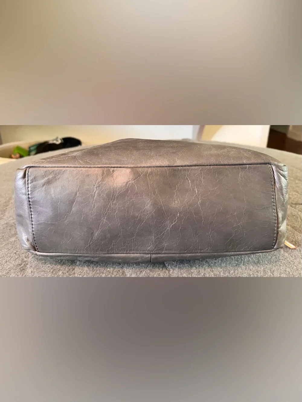 HOBO Delilah Gray Leather Convertible Satchel Hobo Bag Orig $288